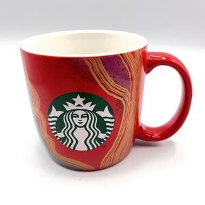 STARBUCKS 2021 Red Watercolor Holiday Christmas 18 Oz Coffee Mug Hot Cocoa
